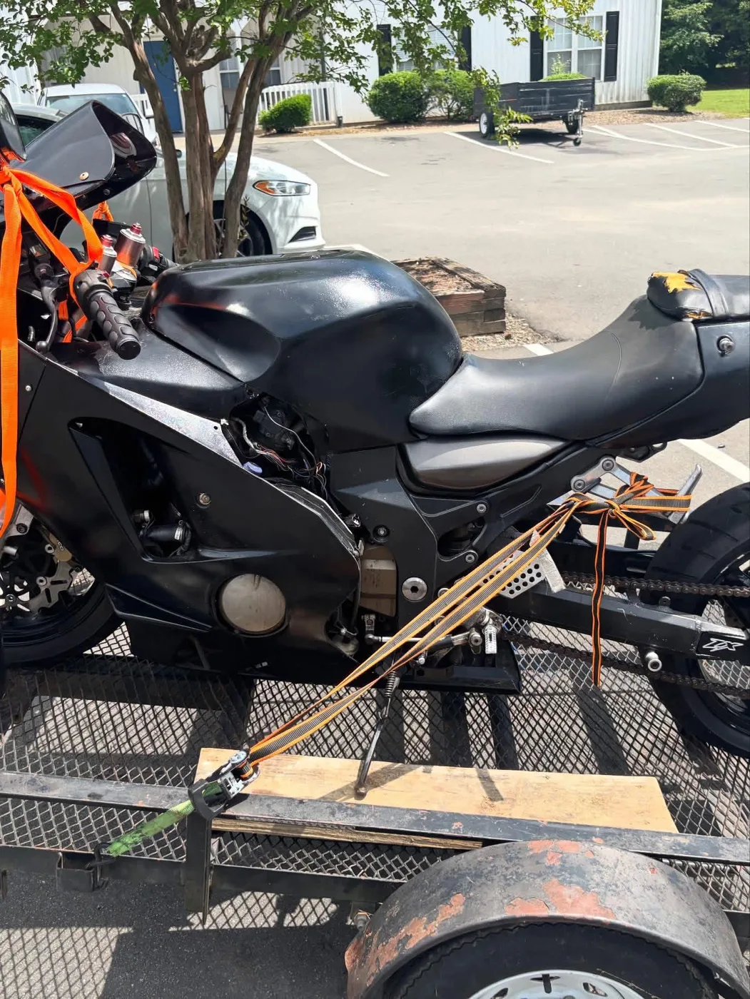 Black motorcycle before custom paint