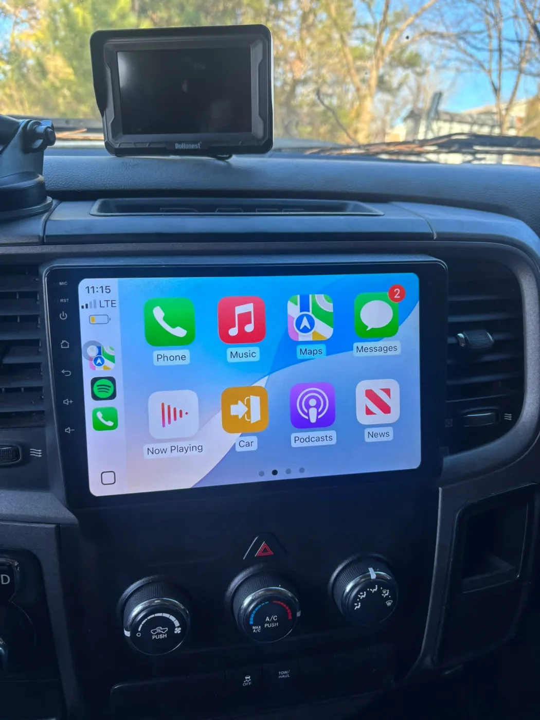 Truck dash with new touchscreen radio deck